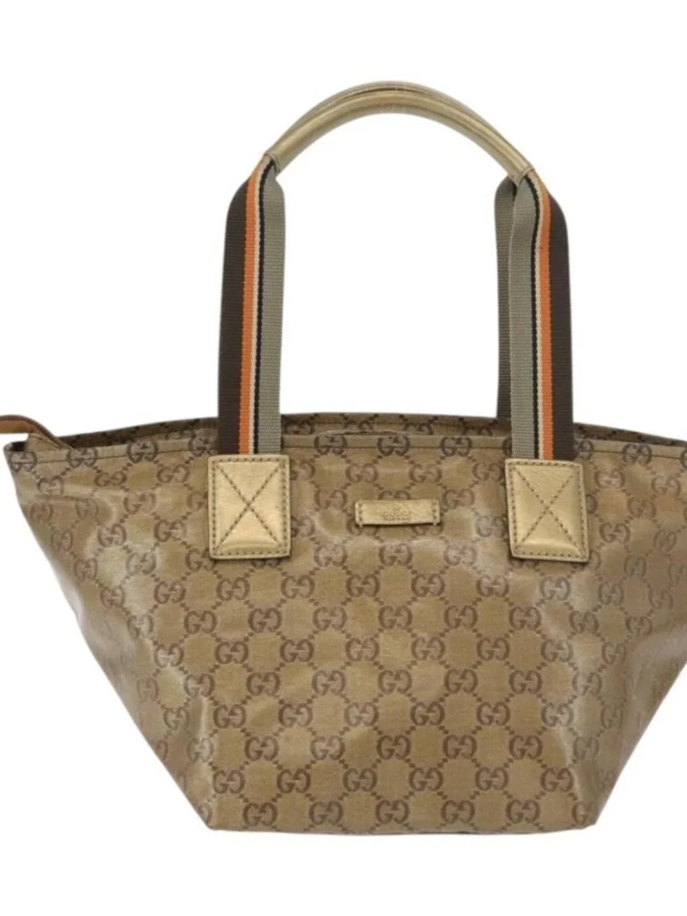 GUCCI GG Crystal Tote Bag Coated Canvas Gold Tone 131228 Auth YKZ1227A